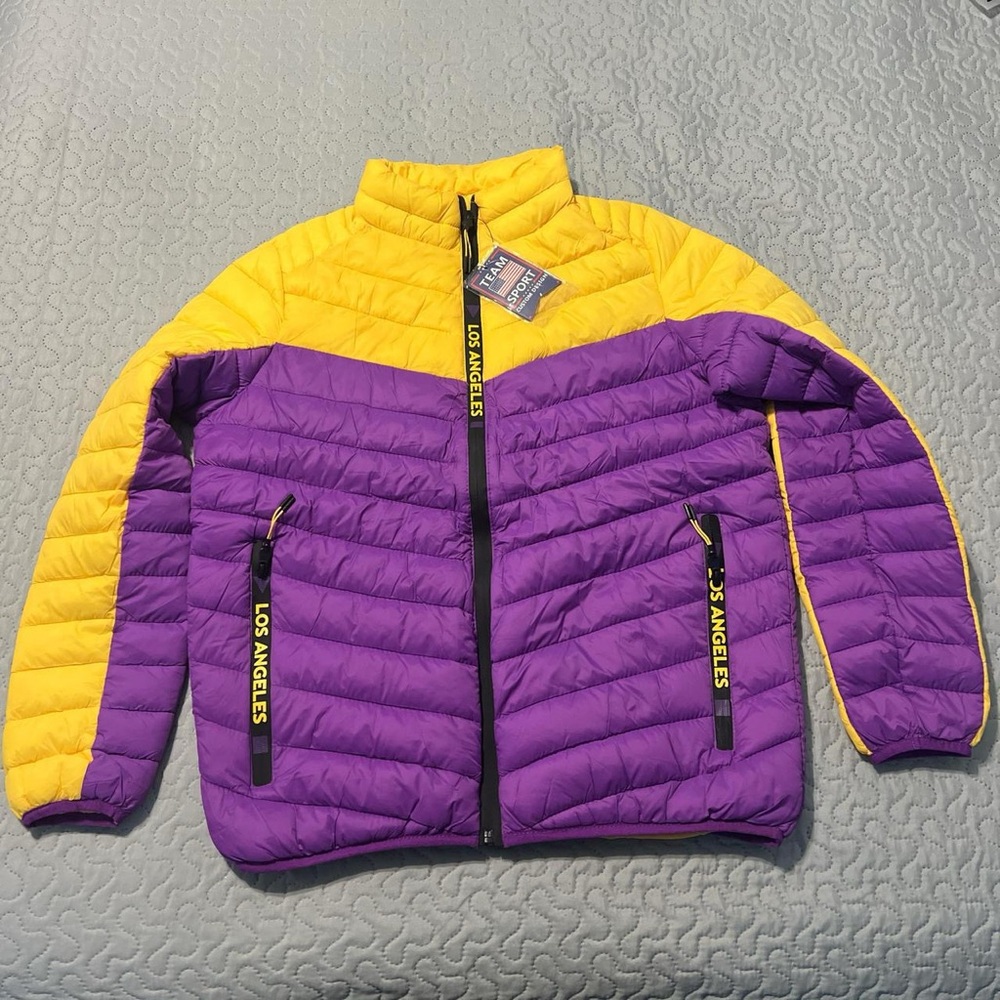 NBA LA Los Angeles lakers puffer jacket zip up coat outerwear medium basketball